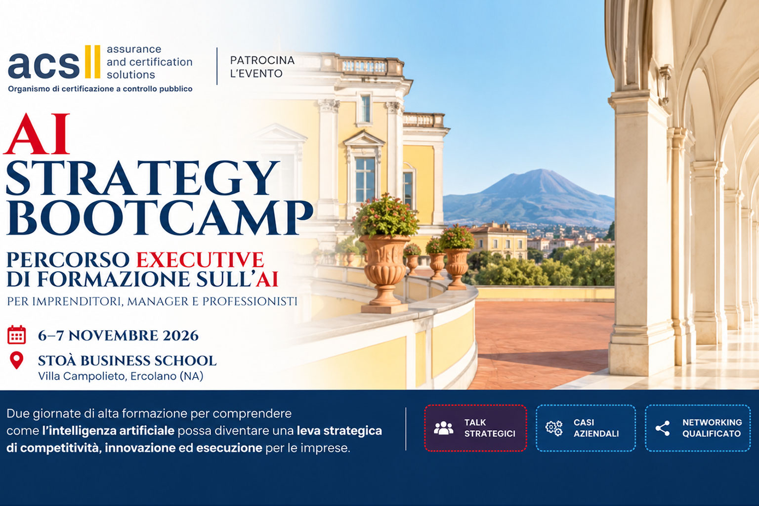 ACS Italia patrocina l’AI Strategy Bootcamp: due giornate dedicate all’intelligenza artificiale e alla competitività delle imprese