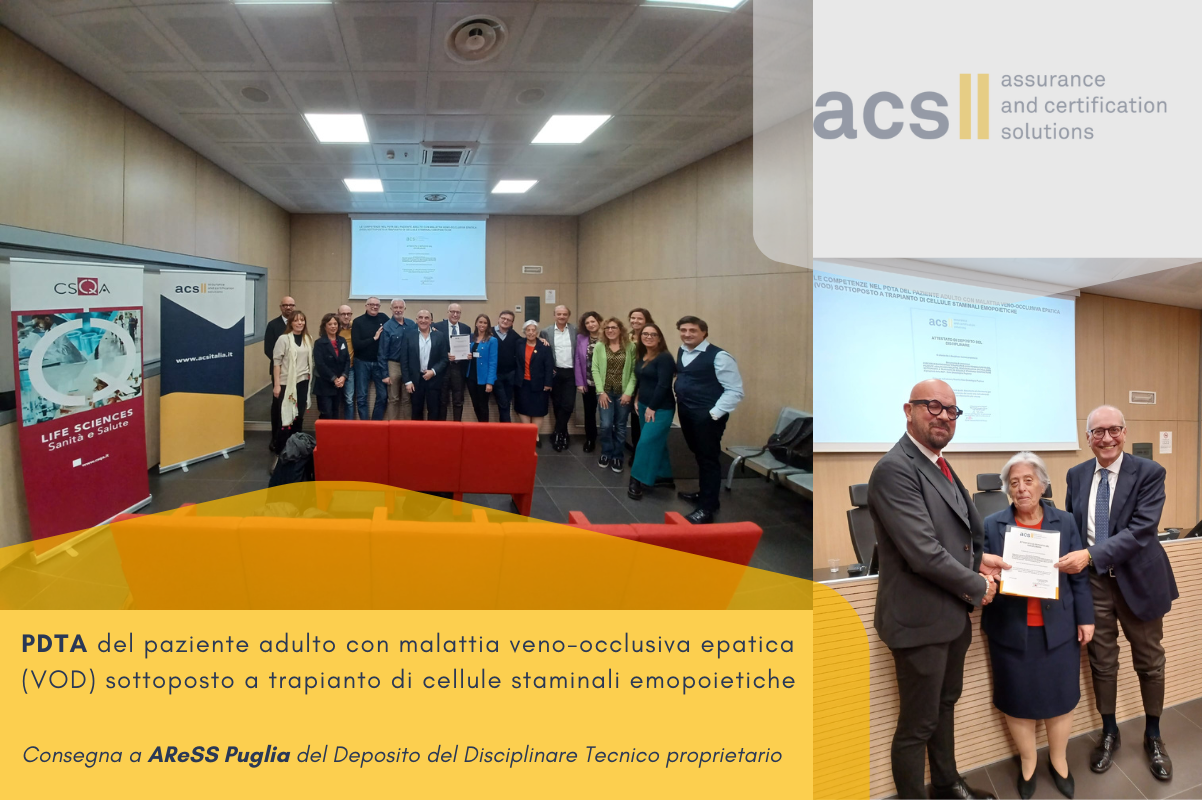 Diagnostic Therapeutic Care Pathway: delivery to AReSS Puglia of the Proprietary Technical Disciplinary Filing